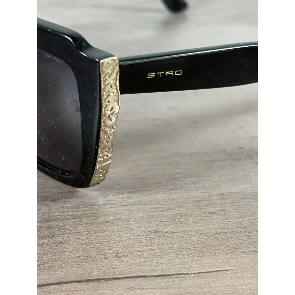ETRO ET655S‎ 001 54 17 140 Black Silver Women's Sunglasses Italy EUC